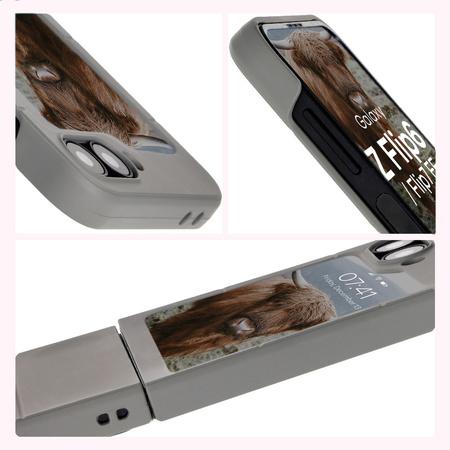 Pancerne etui Bizon Case Tur do Galaxy Z Flip7 FE / Z Flip6, jasnoszare