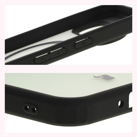 Etui z pierścieniem magnetycznym Bizon Case MatteO do Google Pixel 9/9 Pro, półprzezroczyste z czarną ramką