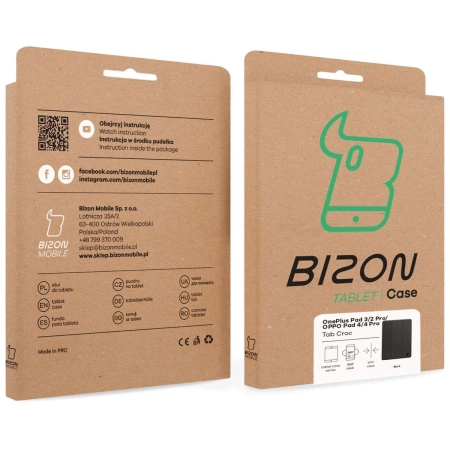 Etui z klapką Bizon Case Tab Croc do OnePlus Pad 3 / 2 Pro / OPPO Pad 4 / 4 Pro, czarne