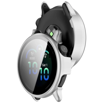 Etui ze szkłem do zegarka Bizon Case+Glass Watch do Garmin Vivoactive 6, satynowo srebrne