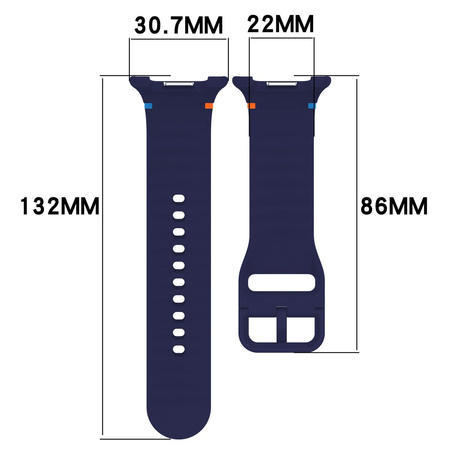Silikonowy pasek Bizon Strap Watch Silicone G do Galaxy Watch 8 40 mm / 44 mm / 8 Classic 46 mm, granatowy
