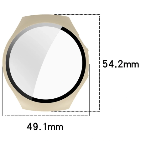 Etui ze szkłem do zegarka Bizon Case+Glass Watch do Huawei Watch 5 46 mm, beżowe