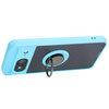 Etui z uchwytem na palec Bizon Case Hybrid Ring do Google Pixel 8, przydymione z jasnoniebieską ramką