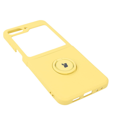 Etui Bizon Case Silicone Ring Sq do Galaxy Z Flip5, żółte
