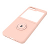 Etui Bizon Case Silicone Ring Sq do Galaxy Z Flip5, jasnoróżowe