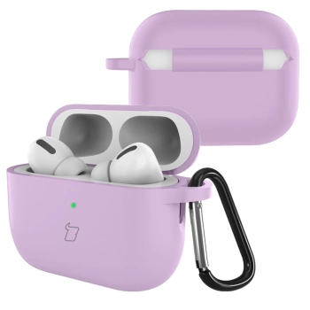 Silikonowe etui z karabińczykiem Bizon Case Headphone Silicone do AirPods Pro 3, liliowe