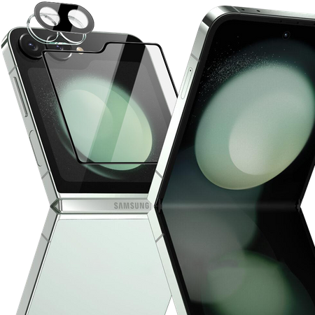 Szkło na aparat + szkło na ekran zewnętrzny Bizon Glass Silk Lens do Galaxy Z Flip6, 2 zestawy