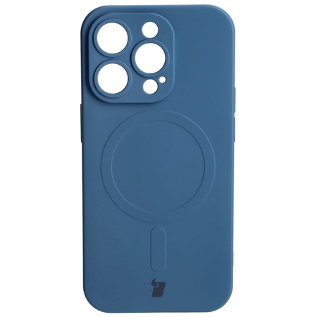 Etui silikonowe z pierścieniem magnetycznym Bizon Case Silicone Magnetic do iPhone 14 Pro, granatowe