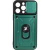 Etui Bizon Case Camshield Card Slot Ring do iPhone 14 Pro Max, zielone