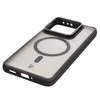 Etui z podstawką i pierścieniem magnetycznym Bizon Case Eclipse do Xiaomi 14T, przydymione z czarną ramką