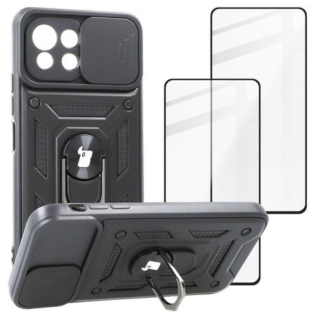 Etui + 2x szkło Bizon Case Camshield Pack do Xiaomi Mi 11 Lite 5G, czarne