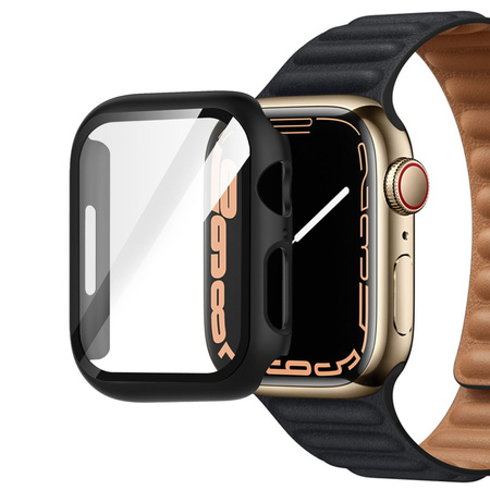 Etui ze szkłem Bizon Case, Case + Glass Set Apple Watch 8/7 41mm, czarne