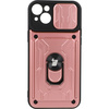 Etui Bizon Case Camshield Card Slot Ring do iPhone 14 Plus, jasnoróżowe
