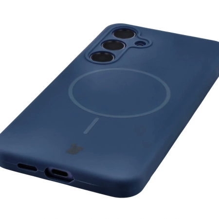 Silikonowe etui z pierścieniem magnetycznym Bizon Soft Case Magnetic do Galaxy S24 Plus, granatowe