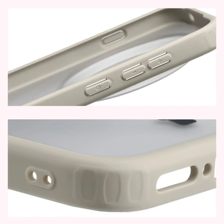 Etui Bizon Case Angelo do Vivo X300 Pro, półprzezroczyste z beżową ramką