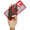Etui z uchwytem na palec Bizon Case Hybrid Ring do Motorola Edge 30 Fusion, przydymione z czerwoną ramką