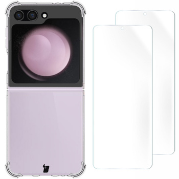 Elastyczne etui + 2x folia na ekran Bizon Case Clear Pack do Galaxy Z Flip6, przezroczyste