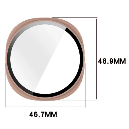 Etui ze szkłem do zegarka Bizon Case+Glass Watch do Samsung Galaxy Watch 8 44 mm, różowe