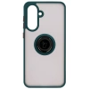 Etui z uchwytem na palec Bizon Case Hybrid Ring do Galaxy A36 5G, przydymione z ciemnozieloną ramką