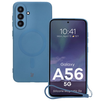 Silikonowe etui z pierścieniem magnetycznym Bizon Case Silicone Magnetic Sq do Galaxy A56 5G, granatowe
