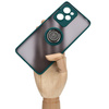 Etui z uchwytem na palec Bizon Case Hybrid Ring do Xiaomi Poco X5 Pro, przydymione z ciemnozieloną ramką