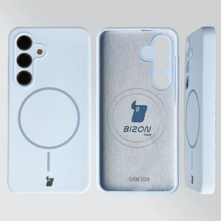 Silikonowe etui z pierścieniem magnetycznym Bizon Soft Case Magnetic do Galaxy S24, błękitne
