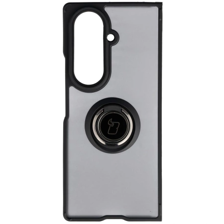 Etui z uchwytem na palec Bizon Case Hybrid Ring do Galaxy Z Fold7, przydymione z czarną ramką