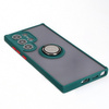 Etui z uchwytem na palec Bizon Case Hybrid Ring do Galaxy S24 Ultra, przydymione z ciemnozieloną ramką