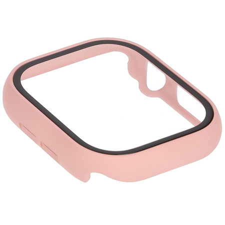 Etui ze szkłem do zegarka Bizon Case+Glass Watch do Apple Watch 11 / 10 42mm, różowe