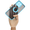 Etui z uchwytem na palec Bizon Case Hybrid Ring do Xiaomi 13, przydymione z jasnoniebieską ramką