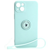 Etui Bizon Case Silicone Ring Sq do iPhone 15 Plus, turkusowe