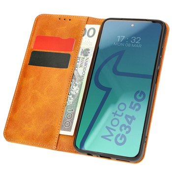 Etui z klapką Bizon Case Pocket Pro do Motorola Moto G34 5G, brązowe