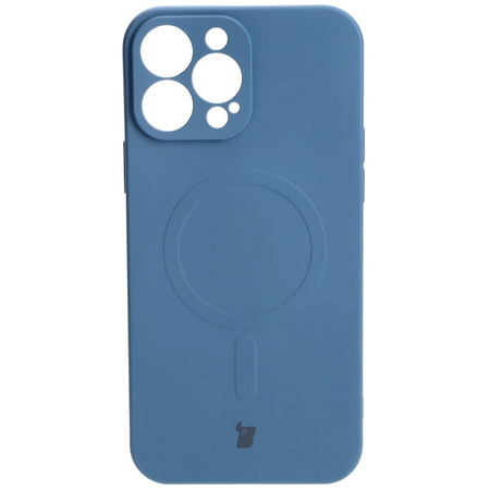 Etui silikonowe z pierścieniem magnetycznym Bizon Case Silicone Magnetic do iPhone 13 Pro Max, granatowe