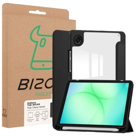 Etui z klapką Bizon Case Tab Clear Matt do Galaxy Tab A11 / A9, czarne