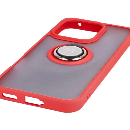 Etui z uchwytem na palec Bizon Case Hybrid Ring do Honor 400 Lite, przydymione z czerwoną ramką