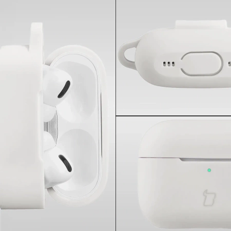 Silikonowe etui z karabińczykiem Bizon Case Headphone Silicone do AirPods Pro 2, białe