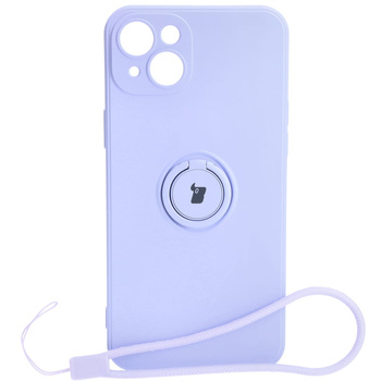 Etui Bizon Case Silicone Ring Sq do Apple iPhone 15 Plus, jasnofioletowe