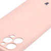 Etui silikonowe z pierścieniem magnetycznym Bizon Case Silicone Magnetic do iPhone 12 Pro Max, jasnoróżowe