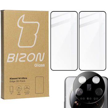 2x Szkło + szybka na aparat BIZON Edge 3D do Xiaomi 14 Ultra