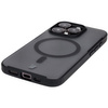 Etui z pierścieniem magnetycznym Bizon Case MatteO do iPhone 15 Pro, półprzezroczyste z czarną ramką