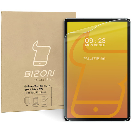 Folia imitująca papier Bizon Film Tab Papirus do Galaxy Tab S9 FE Plus/S9 Plus/S8 Plus/S7 Plus/S7 FE, 2 sztuki