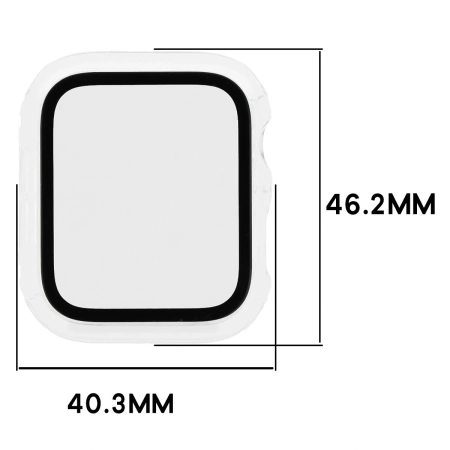 Etui ze szkłem do zegarka Bizon Case+Glass Watch do Apple Watch SE 3 / SE 2 / SE / 6 / 5 / 4 (44 mm), przezroczyste