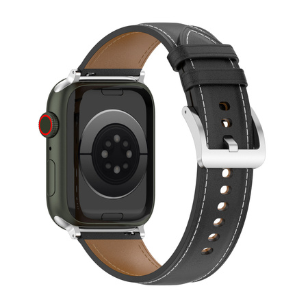 Skórzany pasek Bizon Strap Watch Casual do Apple Watch 44/45/46/49 mm, czarny