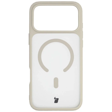 Etui z pierścieniem magnetycznym + szkło hartowane Bizon MatteO Pack do iPhone 17 Pro Max, przydymione-beżowe
