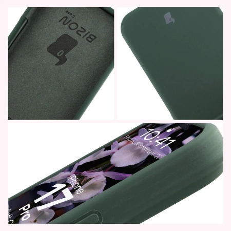 Silikonowe etui Bizon Soft Case do iPhone 17 Pro, ciemnozielone