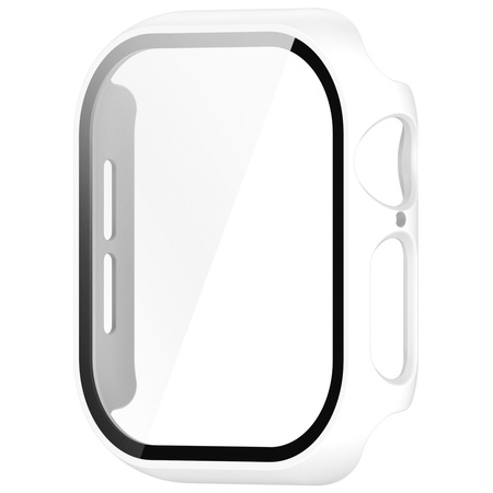 Etui ze szkłem do zegarka Bizon Case+Glass Watch do Apple Watch 11 / 10 42mm, białe