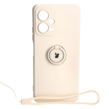 Etui Bizon Case Silicone Ring Sq do Xiaomi Redmi Note 12 5G/Poco X5, beżowe