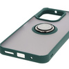 Etui z uchwytem na palec Bizon Case Hybrid Ring do Xiaomi Redmi 13 4G, przydymione z ciemnozieloną ramką
