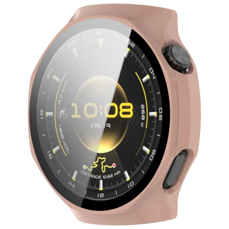 Etui ze szkłem do zegarka Bizon Case+Glass Watch do Huawei Watch GT6 Pro 46 mm, różowe