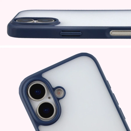 Etui Bizon Case Angelo do iPhone 17, półprzezroczyste z granatową ramką